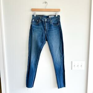 AG Adriano Goldschmied The Farrah High Rise Ankle Skinny Jeans Blue 28